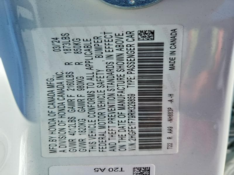 2024 HONDA CIVIC EX 13