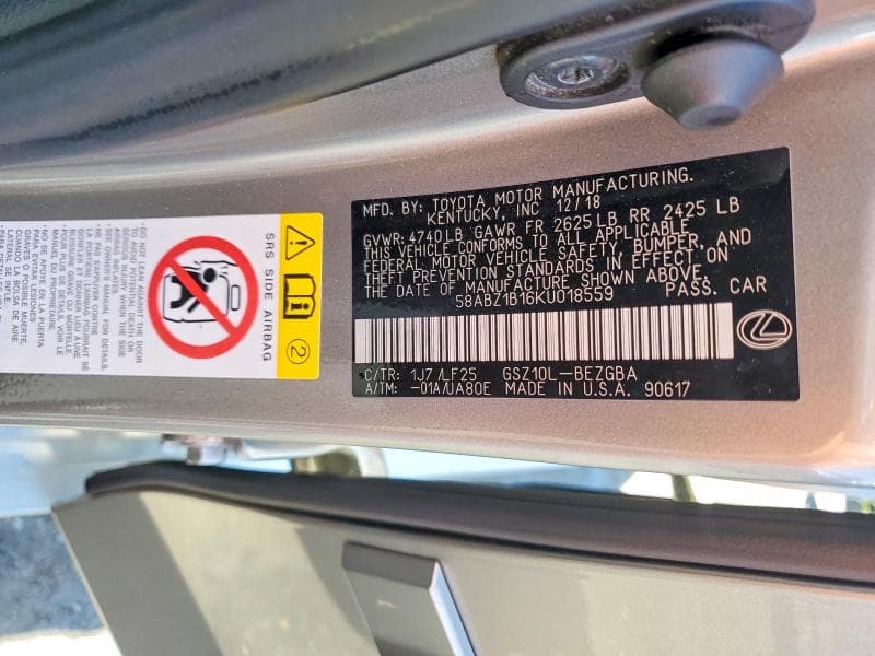 2019 LEXUS ES 350 12