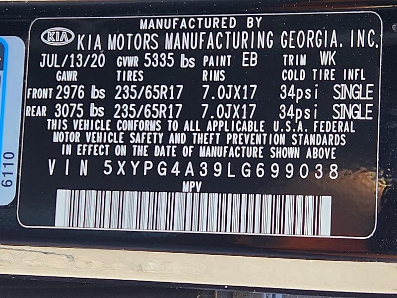 2020 KIA SORENTO L 14