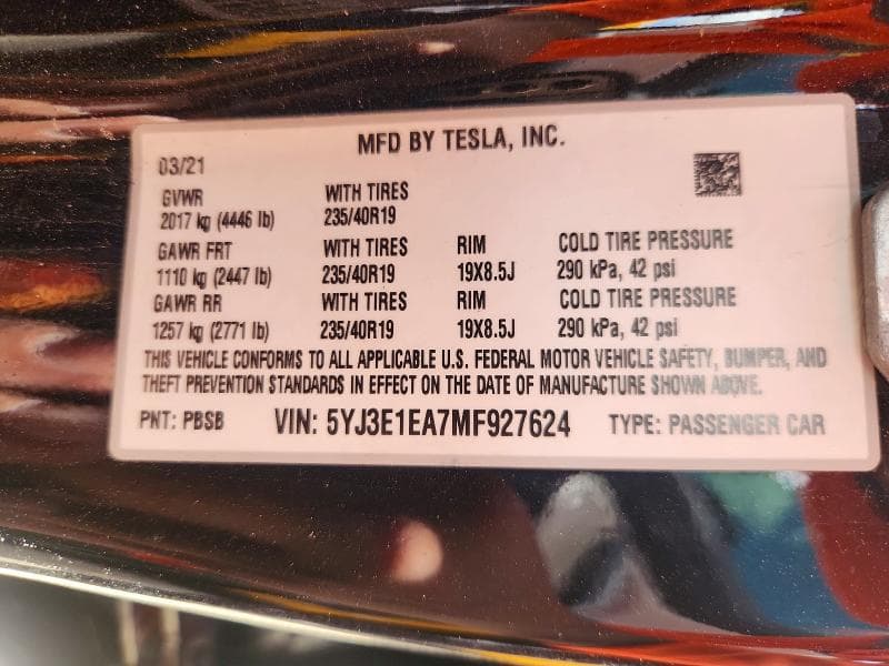 2021 TESLA MODEL 3 12