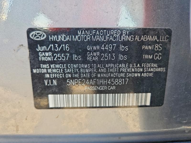 2017 HYUNDAI SONATA SE 12