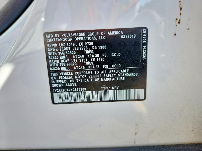 2019 VOLKSWAGEN ATLAS SEL 13