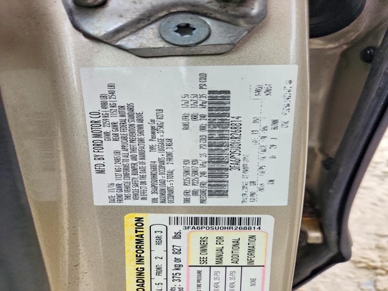 2017 FORD FUSION TITANIUM PHEV 12