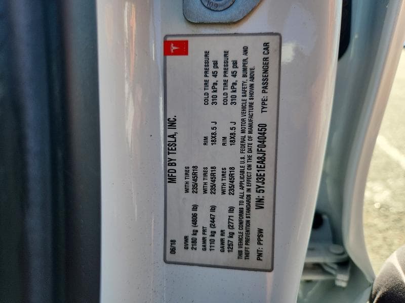 2018 TESLA MODEL 3 12