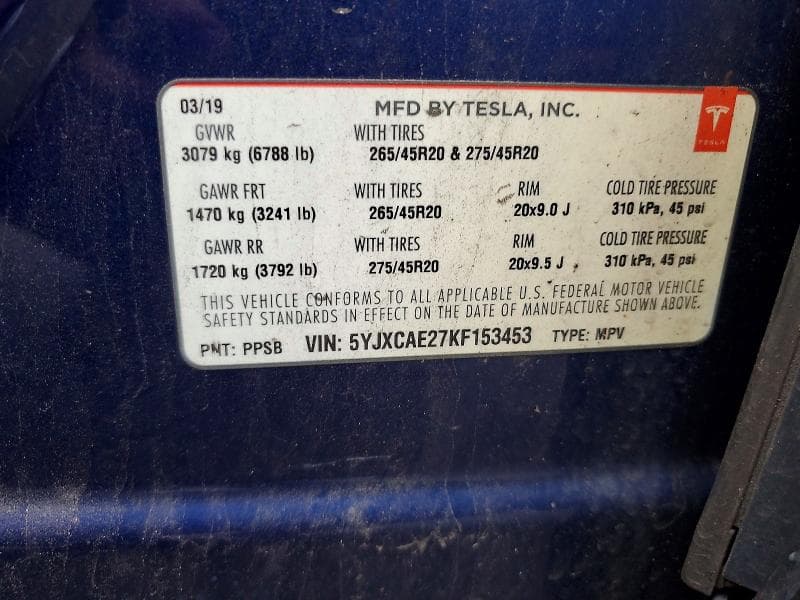 2019 TESLA MODEL X 14