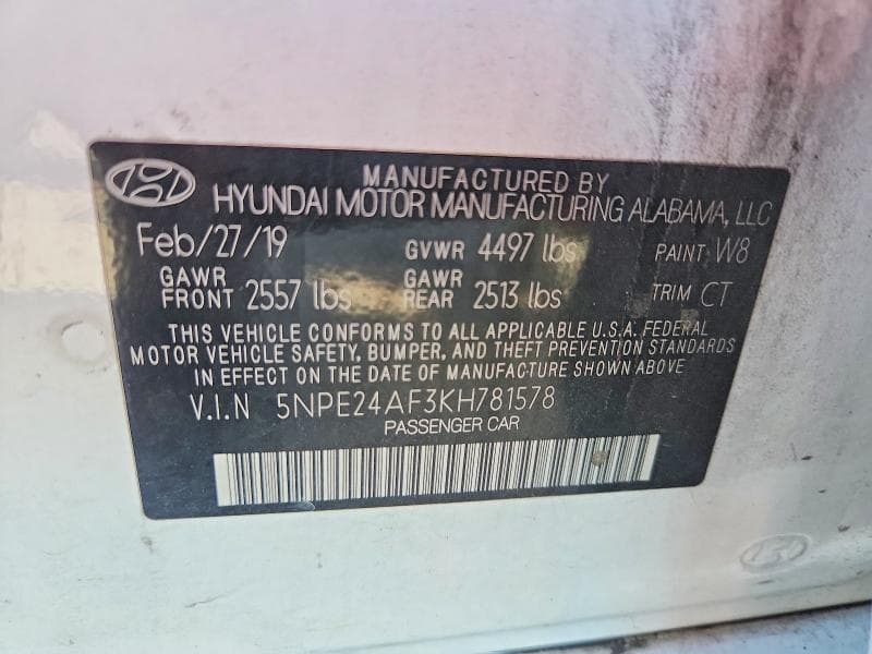 2019 HYUNDAI SONATA SE 12