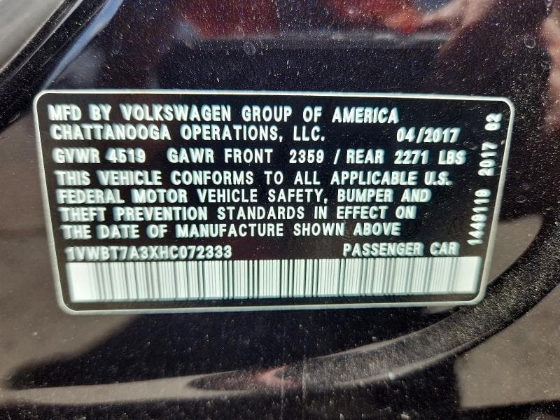 2017 VOLKSWAGEN PASSAT SE 12