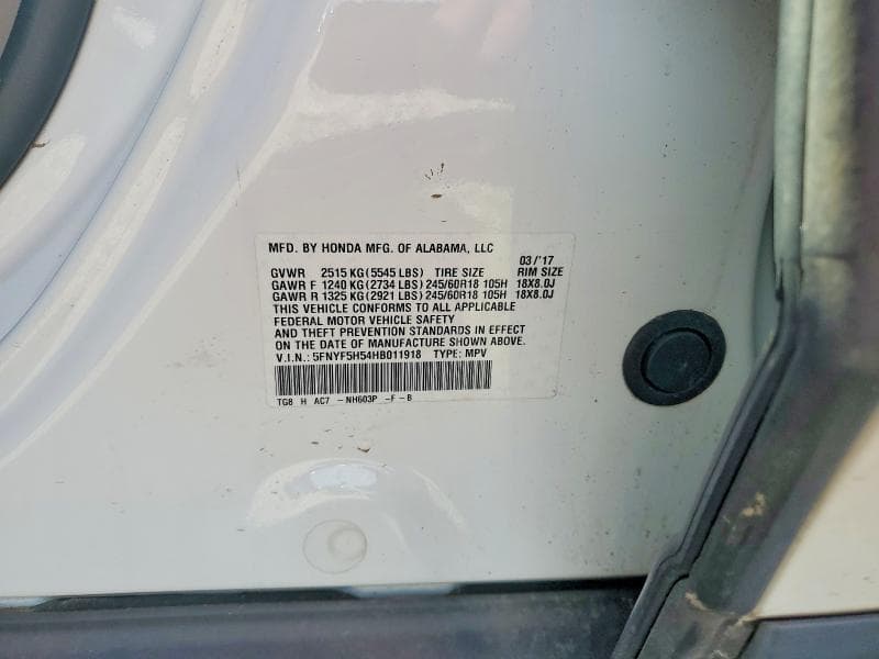 2017 HONDA PILOT EXL 14