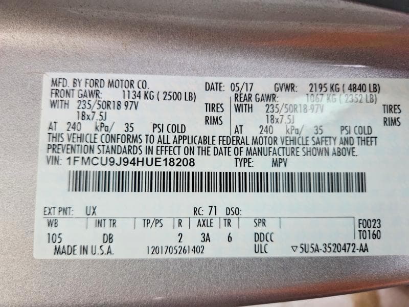 2017 FORD ESCAPE TITANIUM 14