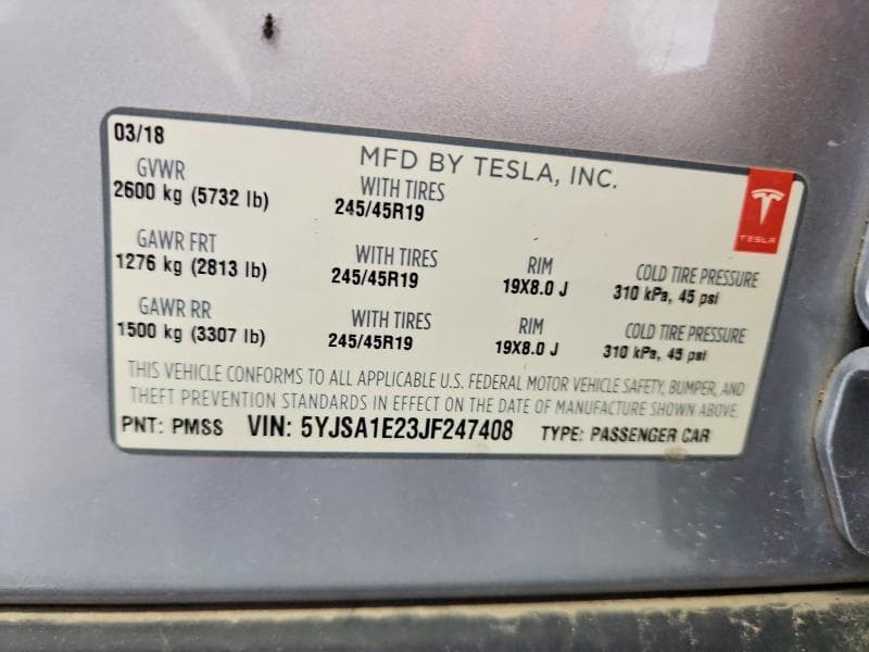 2018 TESLA MODEL S 12