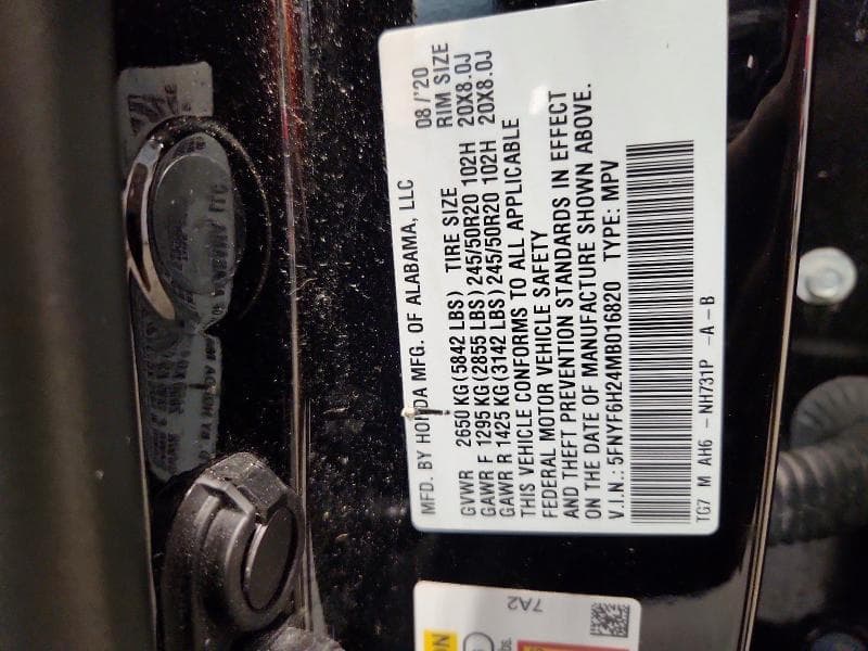 2021 HONDA PILOT EX 13