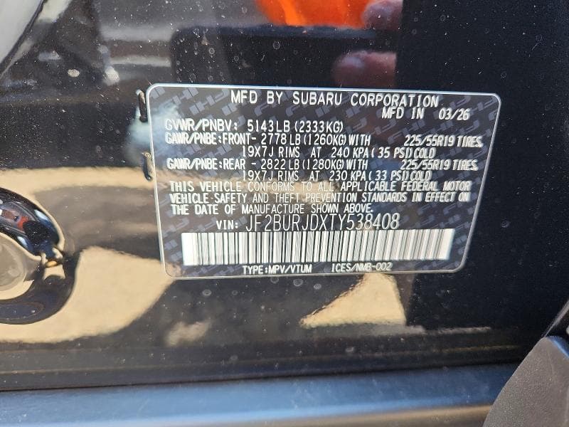 2026 SUBARU OUTBACK TOURING XT 13