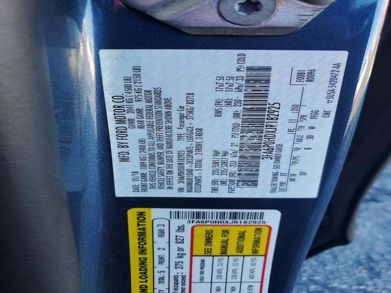 2018 FORD FUSION SE 12