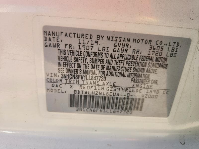 2020 NISSAN VERSA SR 12