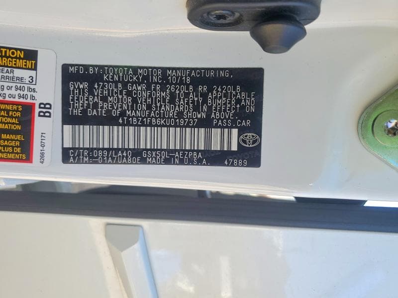2019 TOYOTA AVALON LIMITED 13