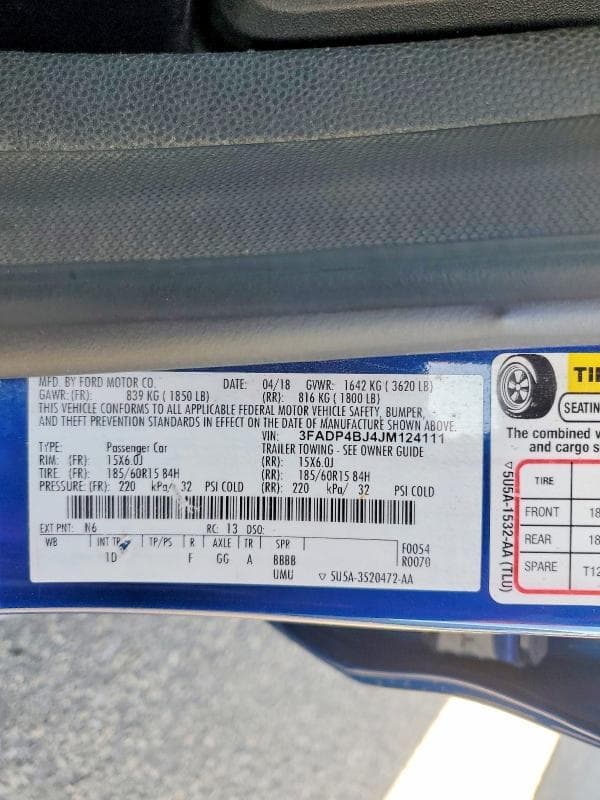 2018 FORD FIESTA SE 12