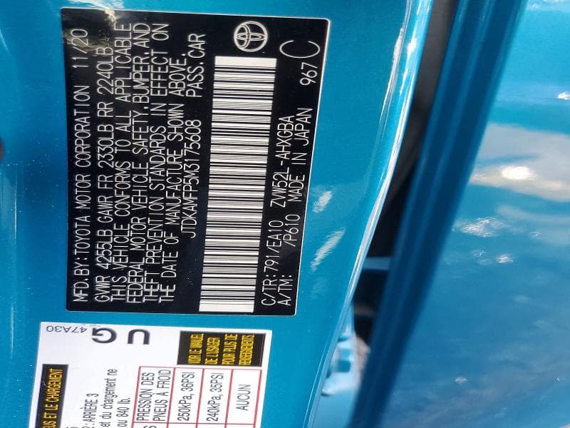 2021 TOYOTA PRIUS PRIME XLE 12