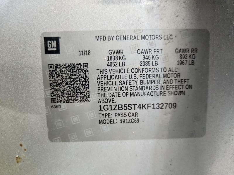 2019 CHEVROLET MALIBU LS 12