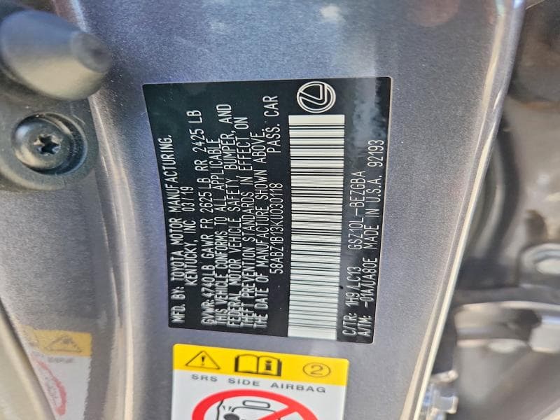 2019 LEXUS ES 350 12