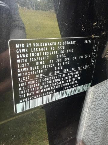 2017 VOLKSWAGEN TIGUAN WOLFSBURG 10