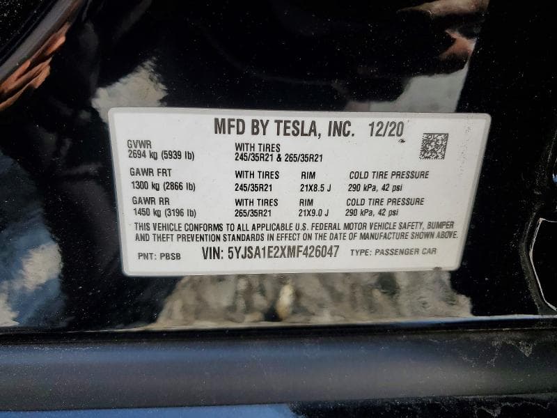 2021 TESLA MODEL S 12
