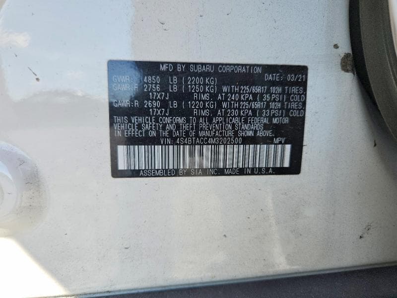 2021 SUBARU OUTBACK PREMIUM 14