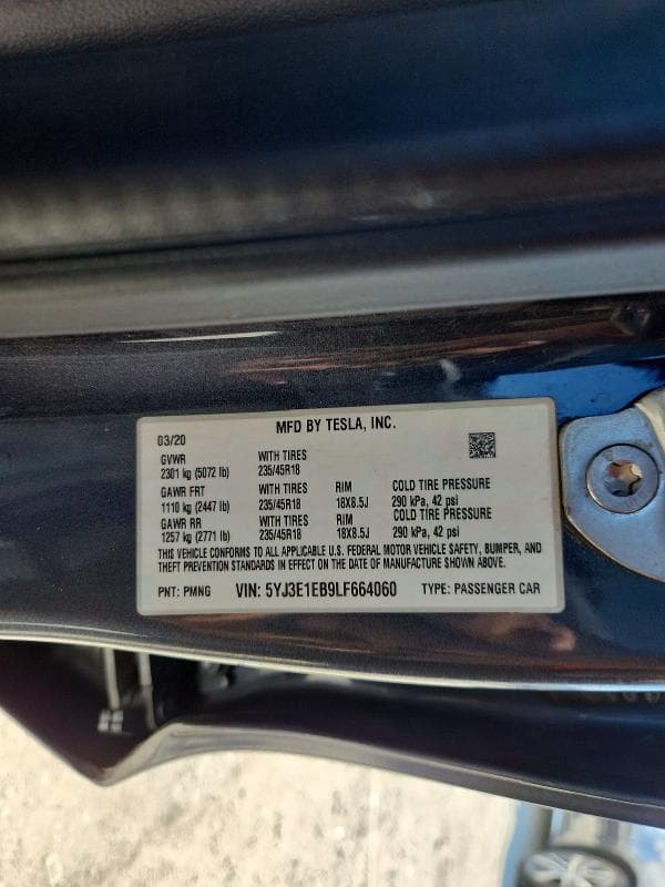 2020 TESLA MODEL 3 12