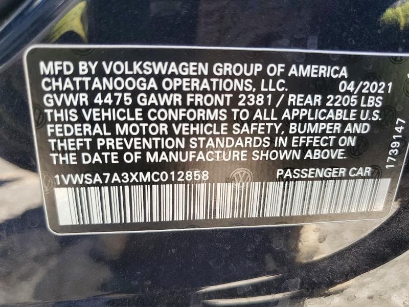 2021 VOLKSWAGEN PASSAT SE 12