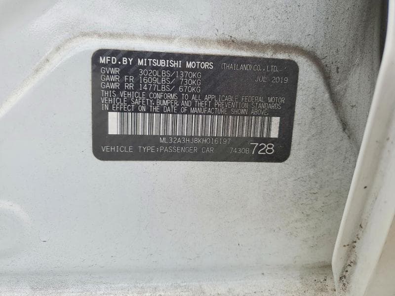 2019 MITSUBISHI MIRAGE ES 12