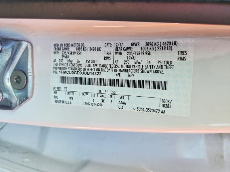 2018 FORD ESCAPE SE 12