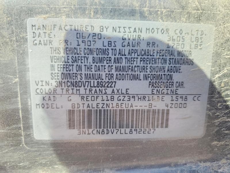 2020 NISSAN VERSA S 12