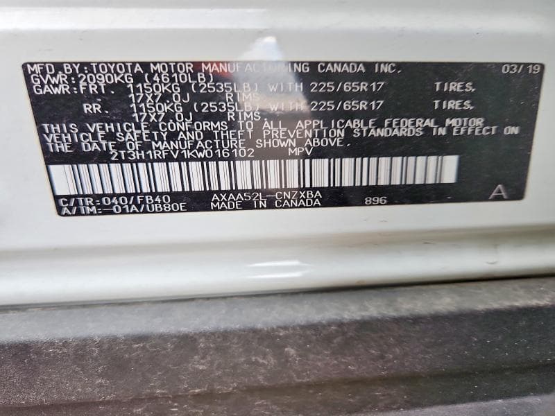2019 TOYOTA RAV4 LE 13