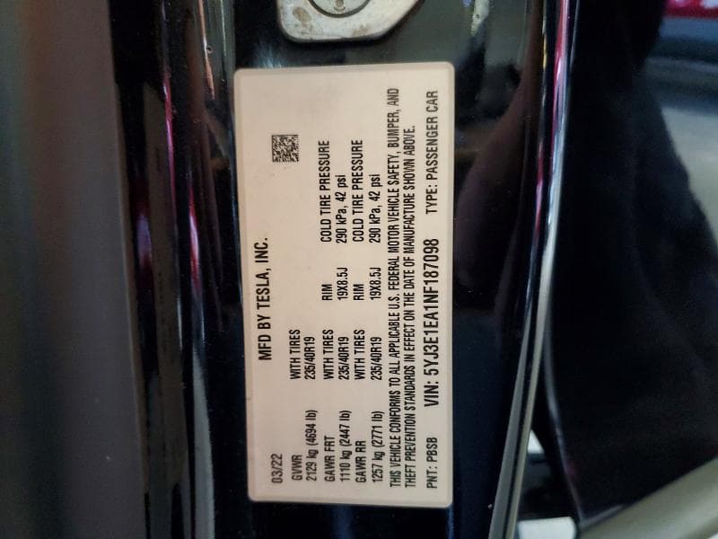 2022 TESLA MODEL 3 12