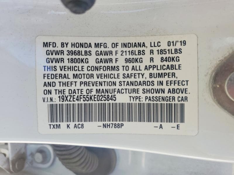 2019 HONDA INSIGHT EX 12