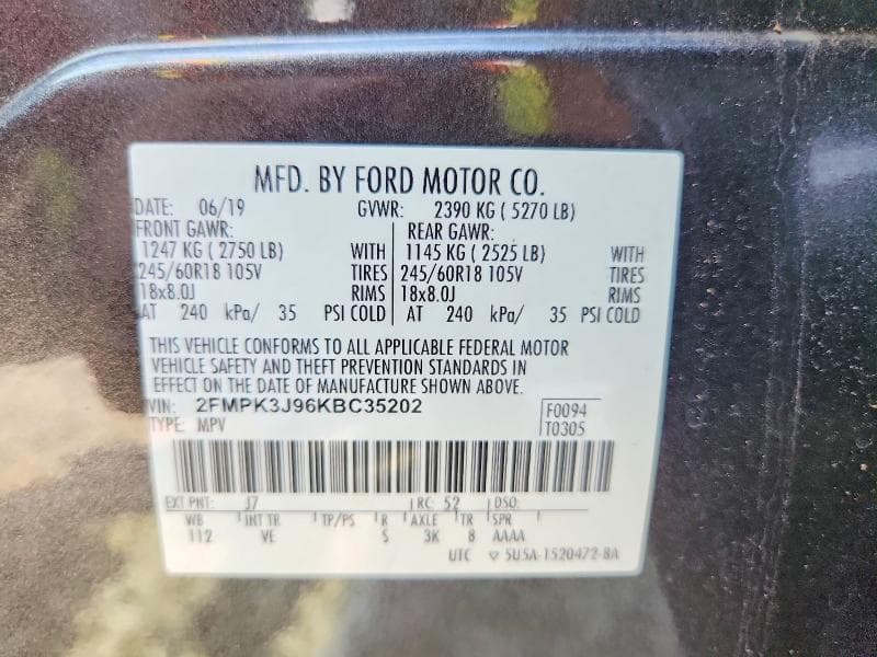 2019 FORD EDGE SEL 12