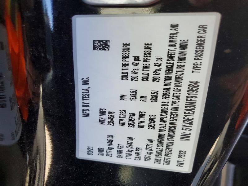 2021 TESLA MODEL 3 13