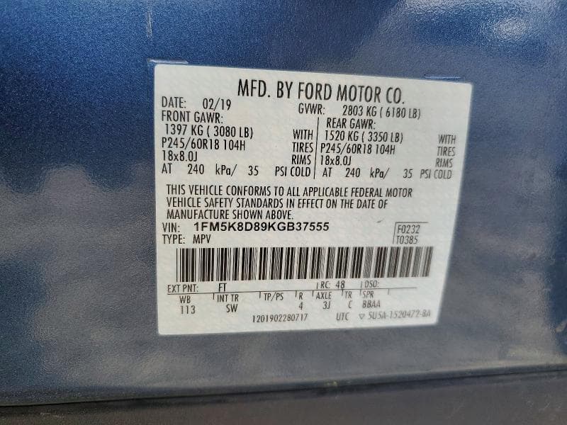 2019 FORD EXPLORER XLT 13