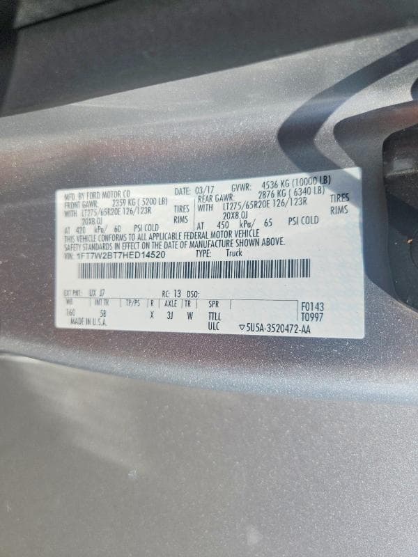2017 FORD F250 SUPER DUTY 12
