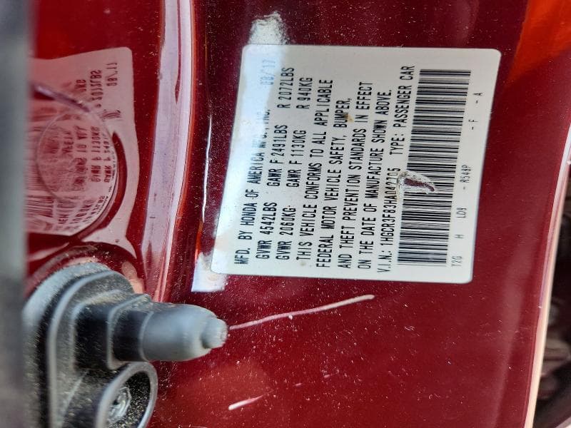 2017 HONDA ACCORD EXL 12
