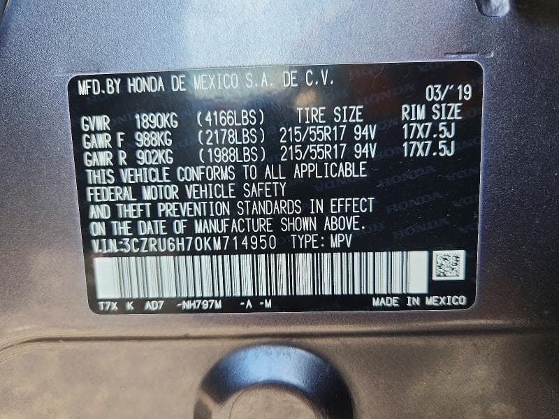 2019 HONDA HR-V EXL 13