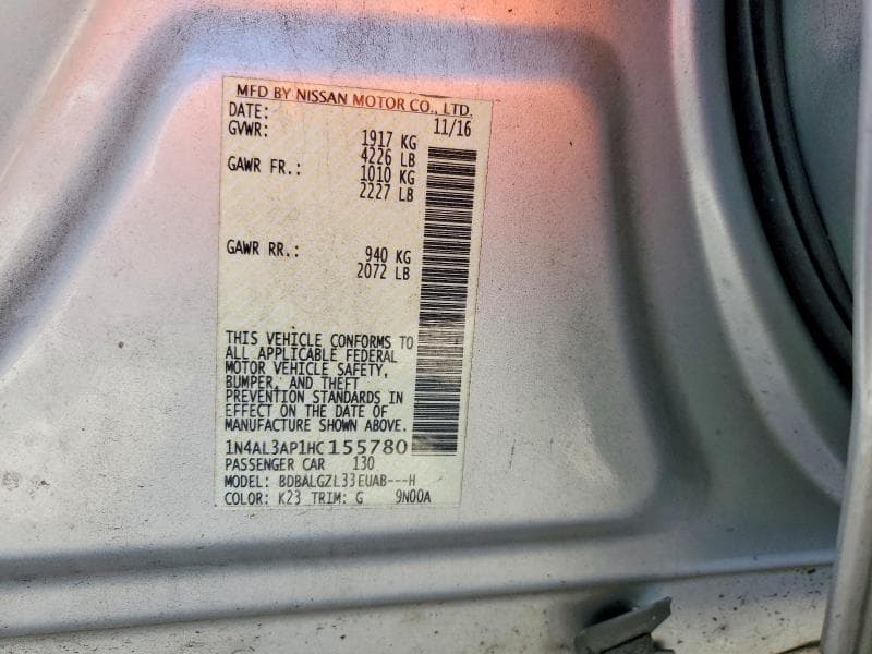 2017 NISSAN ALTIMA 2.5 S 12