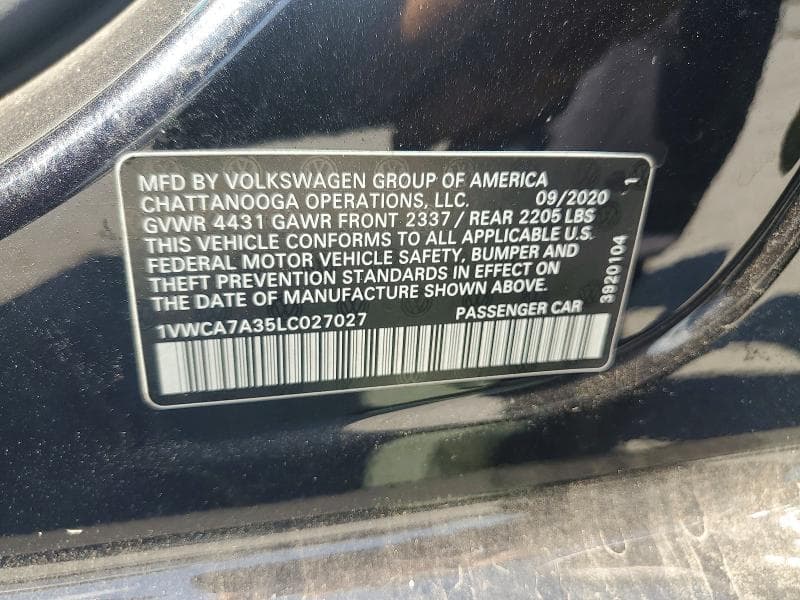 2020 VOLKSWAGEN PASSAT SEL 13