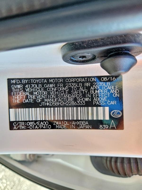 2017 LEXUS CT 200 12