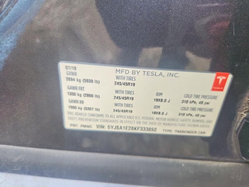 2019 TESLA MODEL S 12