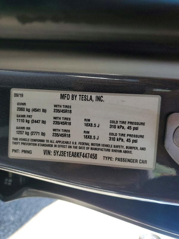 2019 TESLA MODEL 3 12