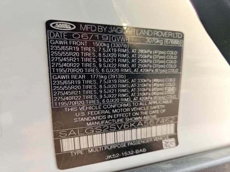 2019 LAND ROVER RANGE ROVER HSE 13