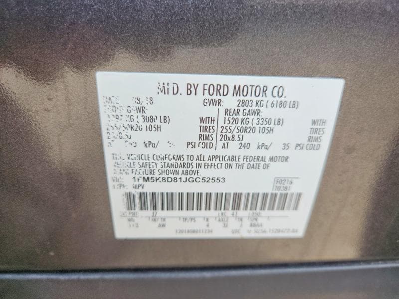 2018 FORD EXPLORER XLT 12