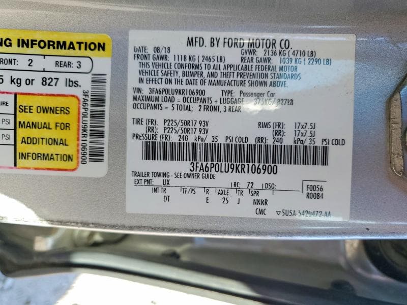 2019 FORD FUSION SE 13