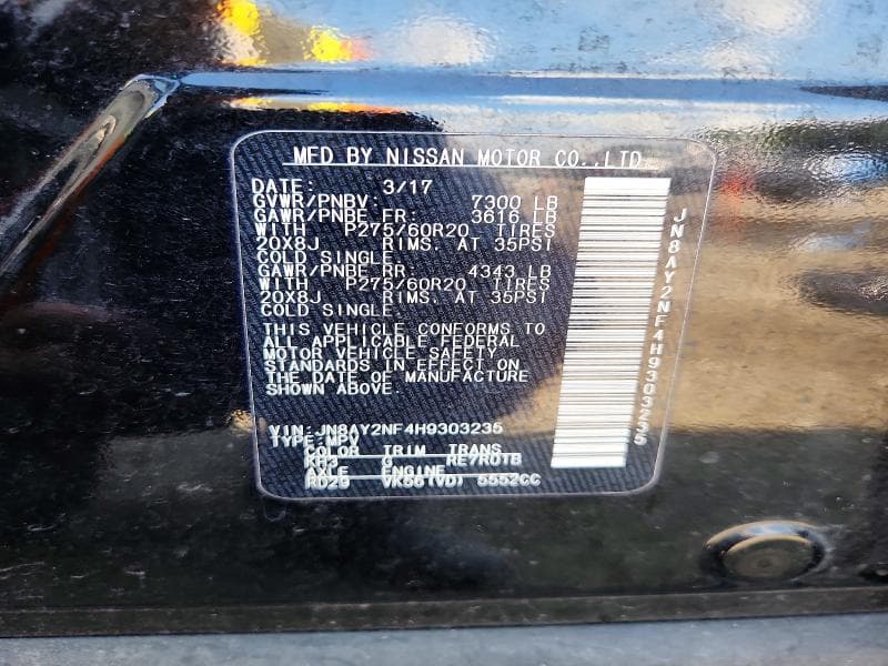 2017 NISSAN ARMADA PLATINUM 13