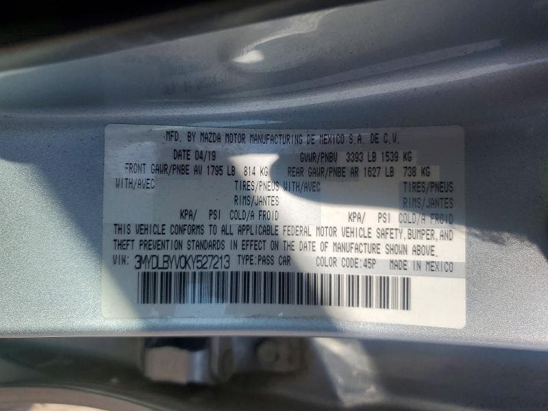2019 TOYOTA YARIS L 12